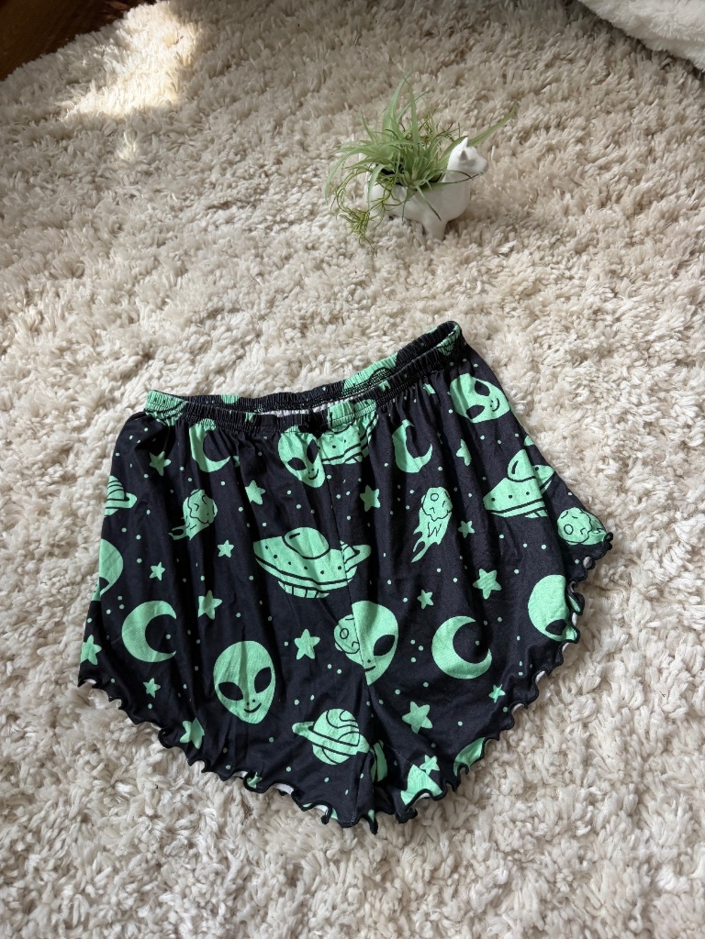 Relaxed-fit women's athletic lounge Women's Black Lounge PJ cute flowy Shorts wi